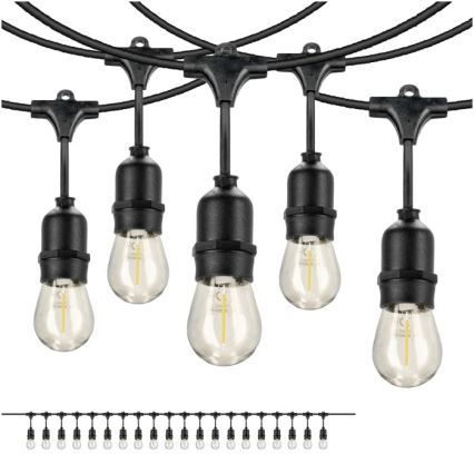 Udendørs LED lyskæde BAJA ST64 20xE27/1W/230V 10,9 m IP44 varm hvid
