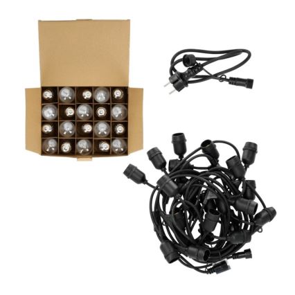 Udendørs LED lyskæde BAJA ST64 20xE27/1W/230V 10,9 m IP44 varm hvid