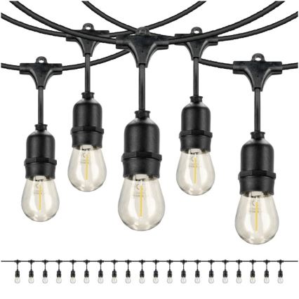 Udendørs LED lyskæde BAJA ST64 20xE27/1W/230V 20,9 m IP44 varm hvid