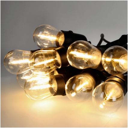 Udendørs LED lyskæde BAJA ST64 20xE27/1W/230V 20,9 m IP44 varm hvid