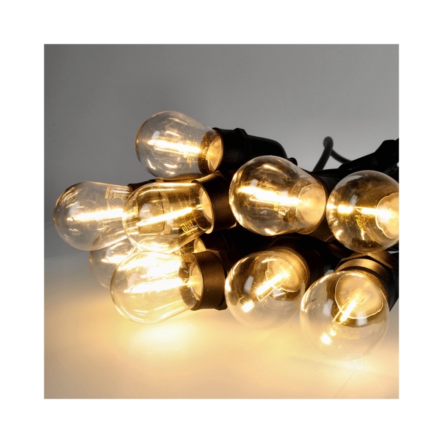 Udendørs LED lyskæde BAJA ST64 20xE27/1W/230V 20,9 m IP44 varm hvid
