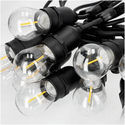 Udendørs LED lyskæde BAJA ST64 20xE27/1W/230V 20,9 m IP44 varm hvid