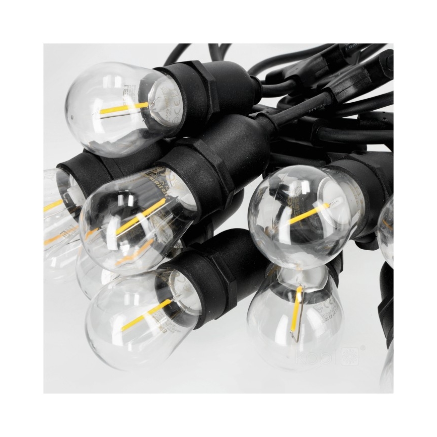 Udendørs LED lyskæde BAJA ST64 20xE27/1W/230V 20,9 m IP44 varm hvid