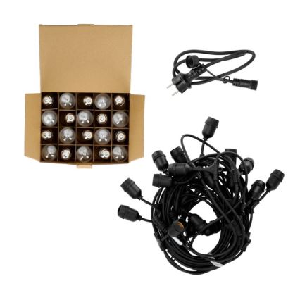 Udendørs LED lyskæde BAJA ST64 20xE27/1W/230V 20,9 m IP44 varm hvid