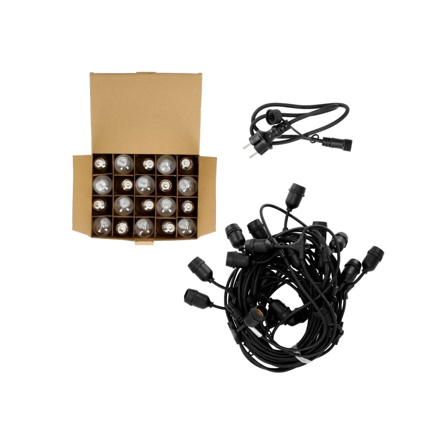 Udendørs LED lyskæde BAJA ST64 20xE27/1W/230V 20,9 m IP44 varm hvid