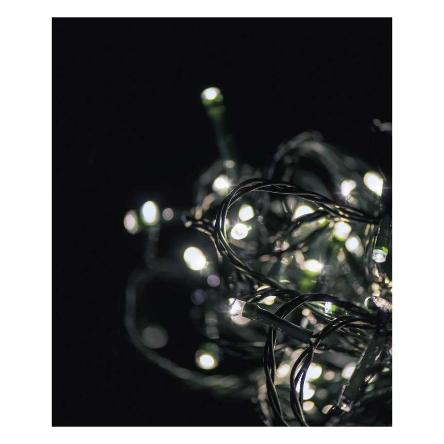 Udendørs LED lyskæde CHAIN 180xLED/8 funktioner 8 m IP44 kold hvid
