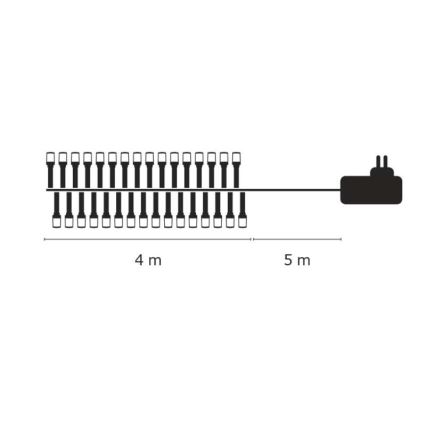 Udendørs LED lyskæde CHAIN 40xLED 9 m IP44 kold hvid