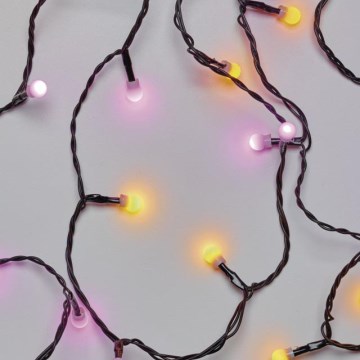 Udendørs LED lyskæde CHERRY 40xLED 9 m IP44 gul/pink