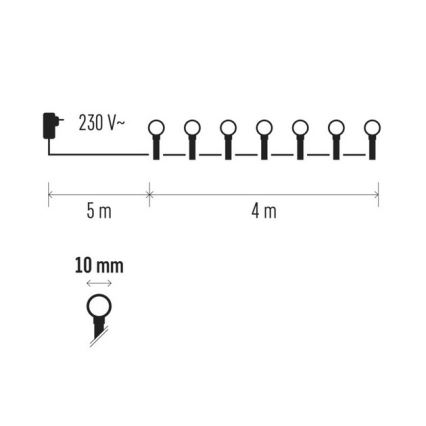 Udendørs LED lyskæde CHERRY 40xLED 9 m IP44 gul/pink
