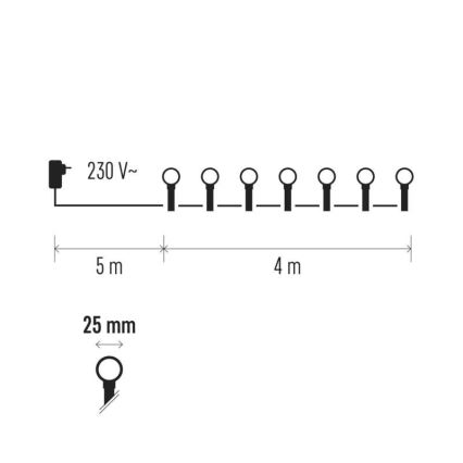 Udendørs LED lyskæde CHERRY 40xLED 9 m IP44 varm hvid
