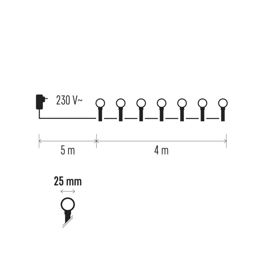 Udendørs LED lyskæde CHERRY 40xLED 9 m IP44 varm hvid