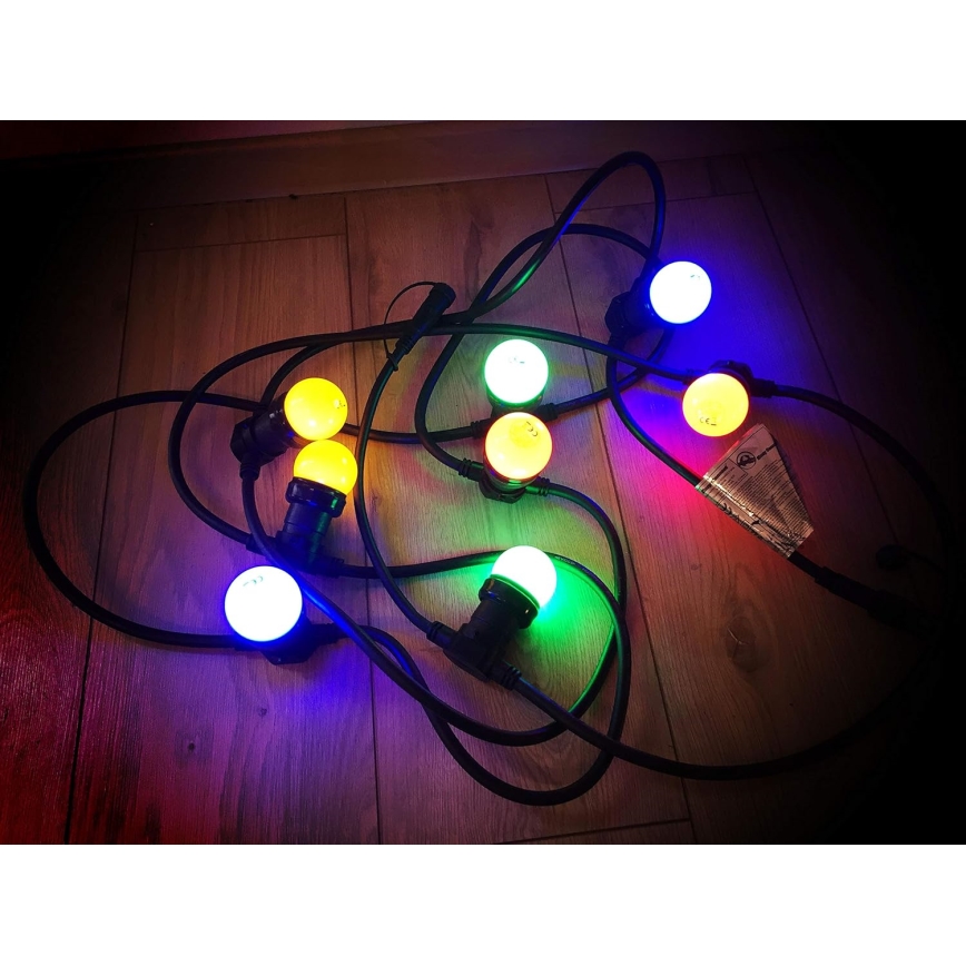 Udendørs LED lyskæde EASY CONNECT 8xE27 5m IP44 flerfarvet