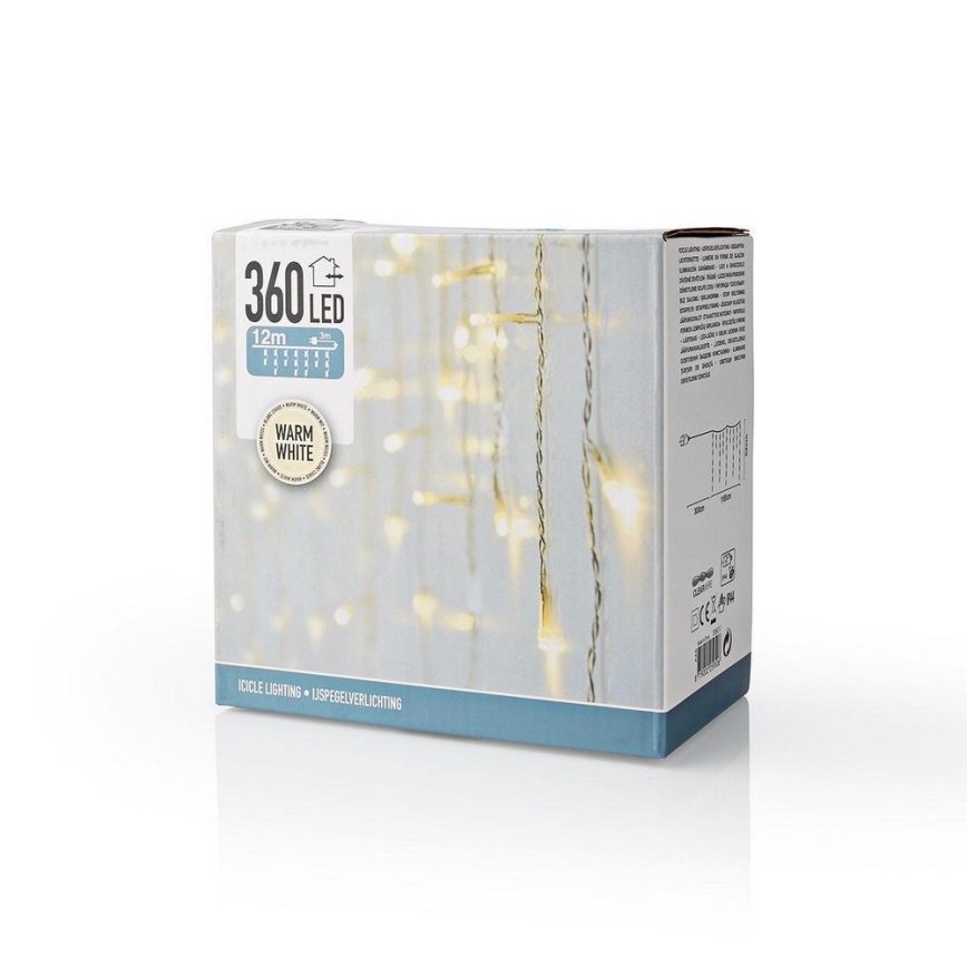 Udendørs LED lyskæde gardin 360xLED/230V IP44