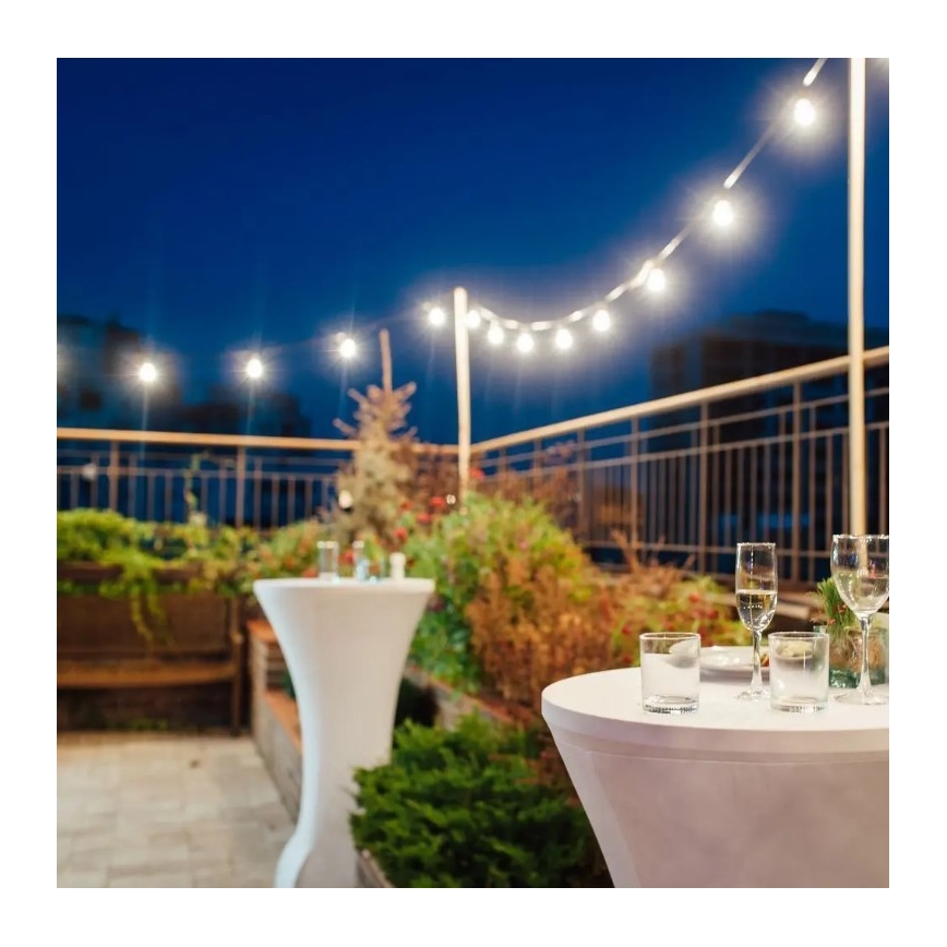 Udendørs LED lyskæde STRING 10 m 20xLED/0,5W/24/230V 3000K IP44