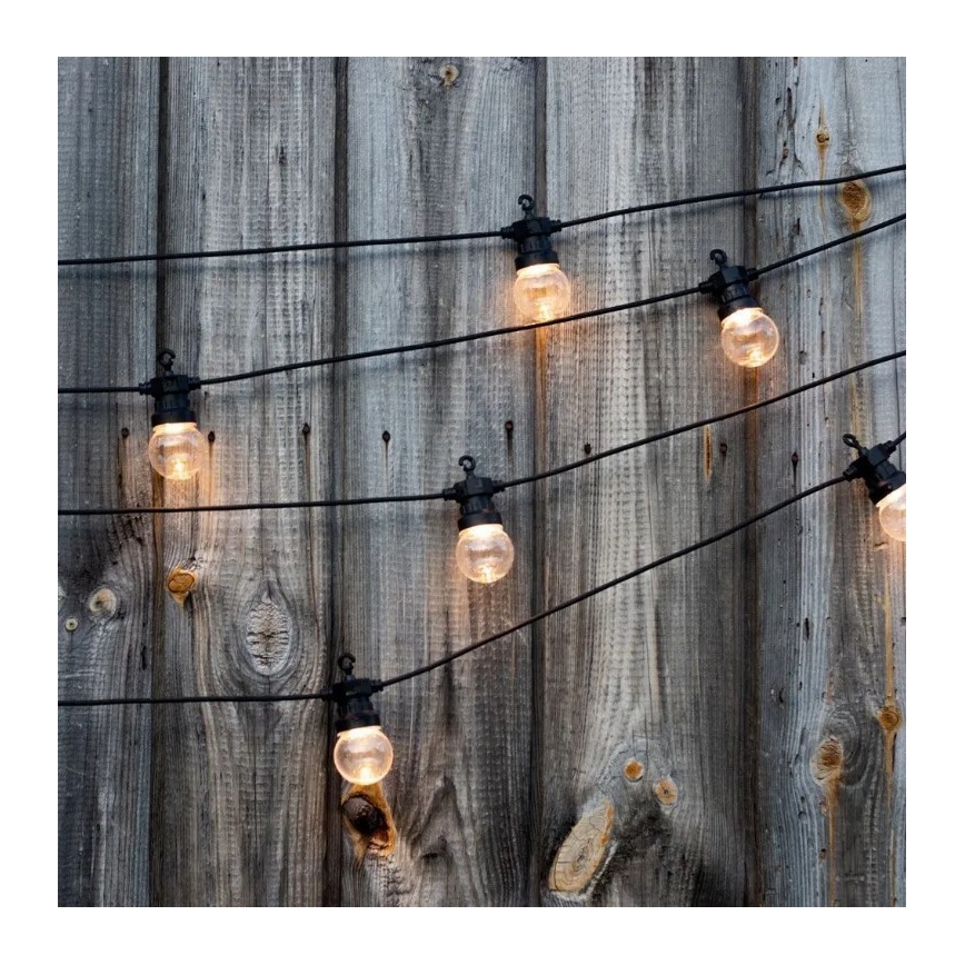 Udendørs LED lyskæde STRING 5 m 10xLED/0,4W/24/230V 3000K IP44