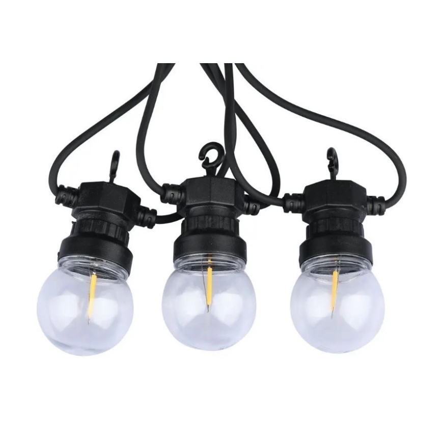 Udendørs LED lyskæde STRING 5 m 10xLED/0,4W/24/230V 3000K IP44