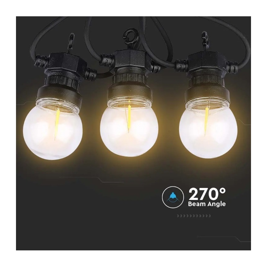 Udendørs LED lyskæde STRING 5 m 10xLED/0,4W/24/230V 3000K IP44