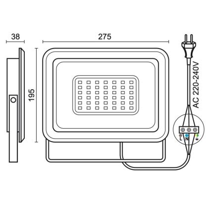 Udendørs LED projektør LED/100W/230V 4000K IP65 sort