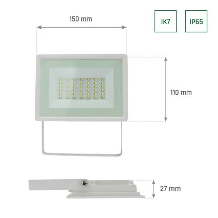 Udendørs LED projektør NOCTIS LUX 3 LED/30W/230V 3000K IP65 hvid