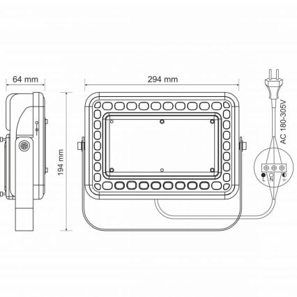 Udendørs LED projektør PROFI LED/100W/180-305V IP65