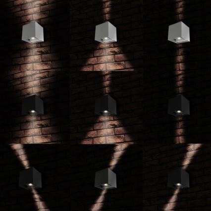 Udendørs LED væglampe 2xLED/3W/230V IP54 antracitgrå