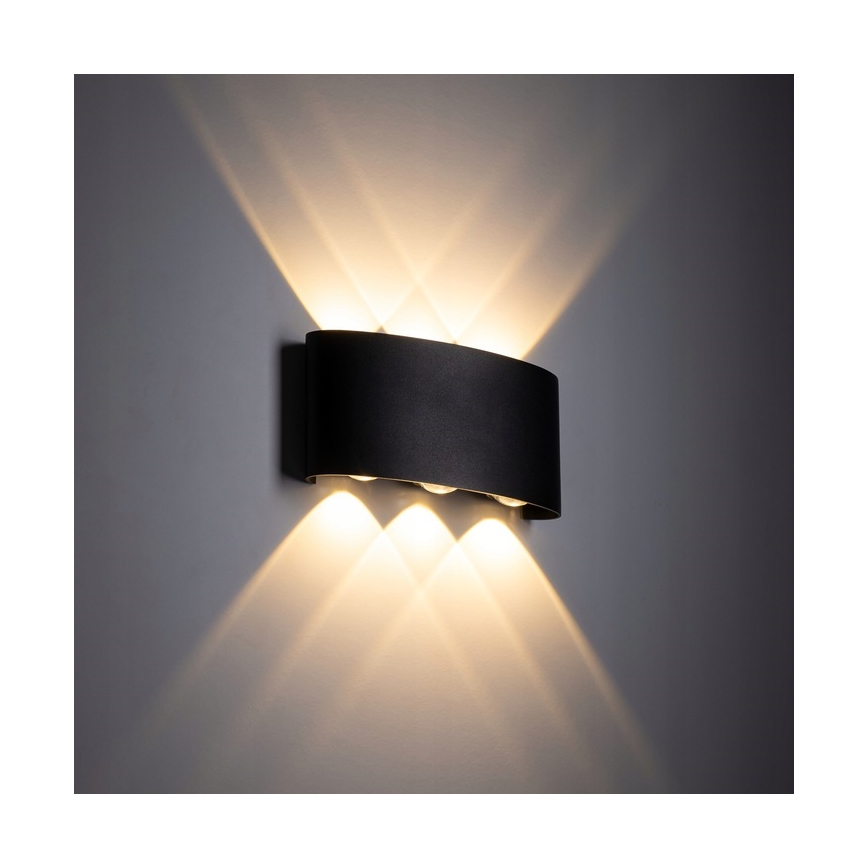 Udendørs LED væglampe ARROW 6xLED/1W/230V IP54 sort