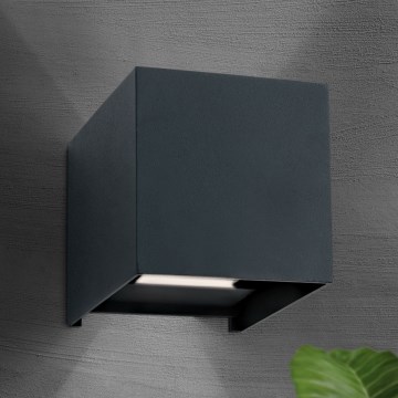 Udendørs LED væglampe CUBE 2xLED/3W/230V IP54 antracit