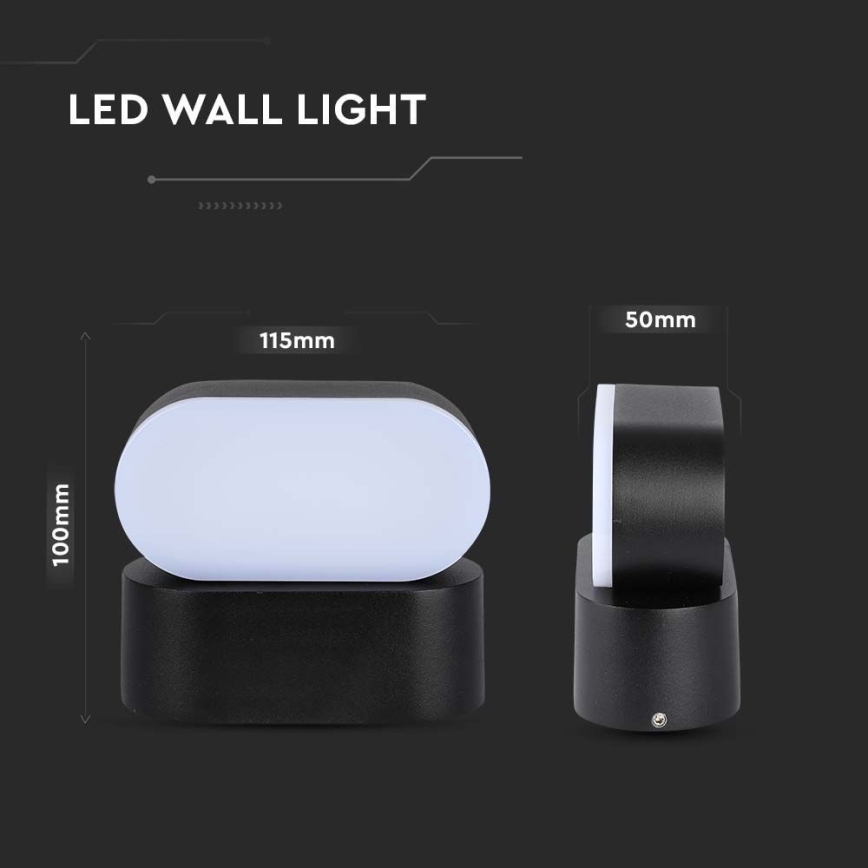 Udendørs LED væglampe fleksibel LED/5W/230V 3000K IP65 sort