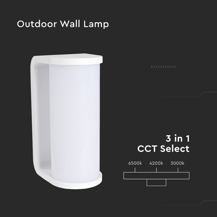 Udendørs LED væglampe LED/12W/230V 3000/4200/6500K IP65 hvid