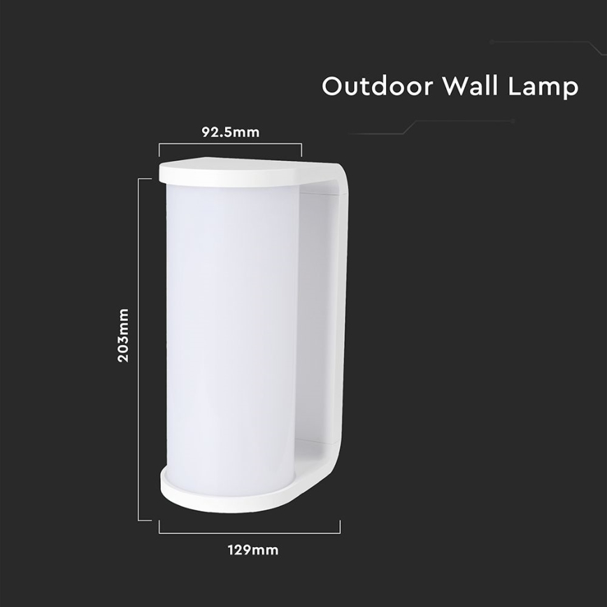 Udendørs LED væglampe LED/12W/230V 3000/4200/6500K IP65 hvid