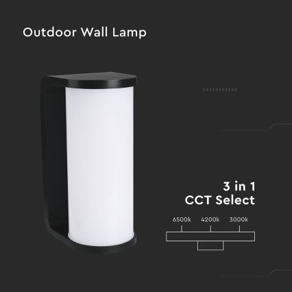 Udendørs LED væglampe LED/12W/230V 3000/4200/6500K IP65 sort