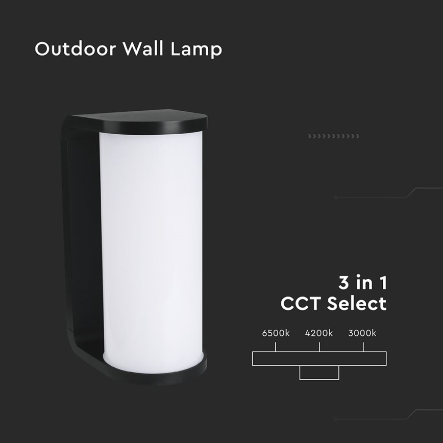 Udendørs LED væglampe LED/12W/230V 3000/4200/6500K IP65 sort