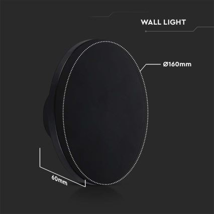 Udendørs LED væglampe LED/12W/230V 3000K IP65 sort
