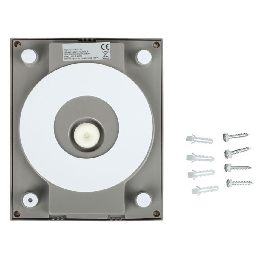 Udendørs LED væglampe LED/12W/230V 4000K IP65 grå