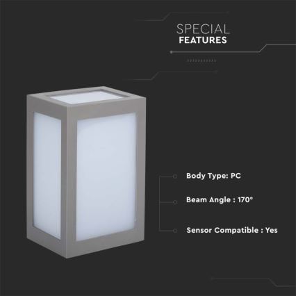 Udendørs LED væglampe LED/12W/230V 4000K IP65 grå
