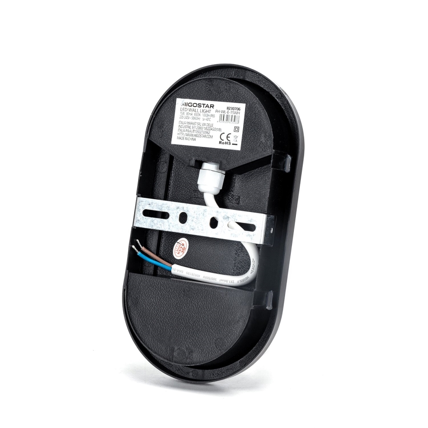Udendørs LED væglampe LED/15W/230V 6500K sort IP65