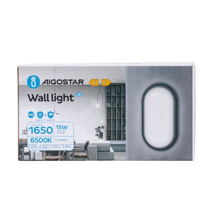 Udendørs LED væglampe LED/15W/230V 6500K sort IP65