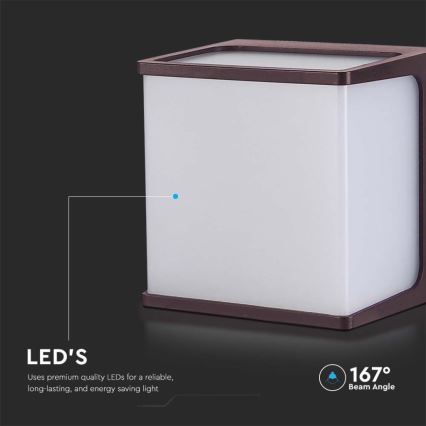 Udendørs LED væglampe LED/8W/230V IP65 3000K brun