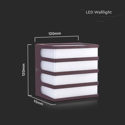 Udendørs LED væglampe LED/8W/230V IP65 3000K brun