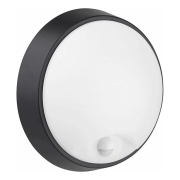 Udendørs LED væglampe med sensor LED/12W/230V 3000/4000/6500K IP65 sort