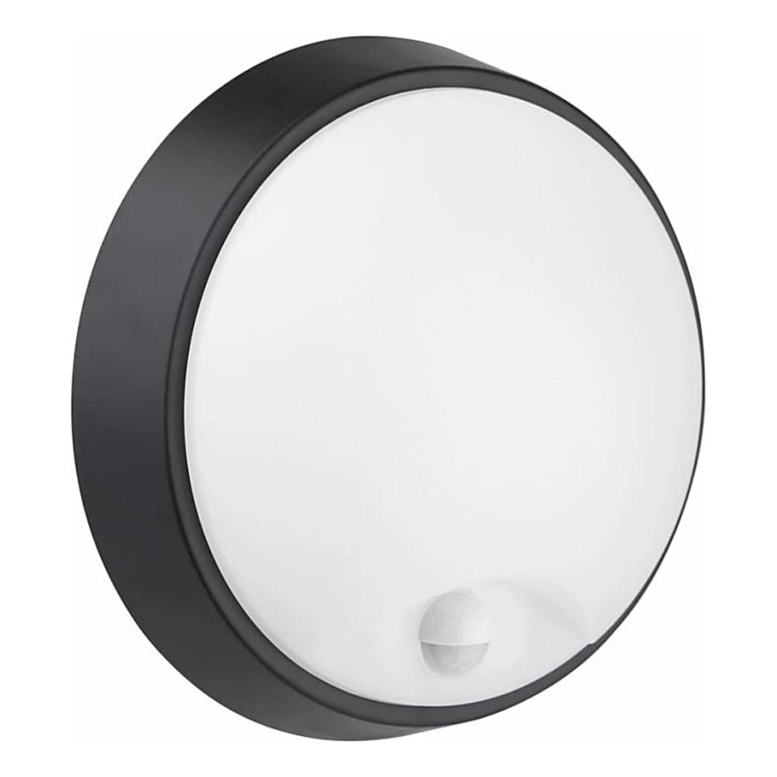 Udendørs LED væglampe med sensor LED/12W/230V 3000/4000/6500K IP65 sort