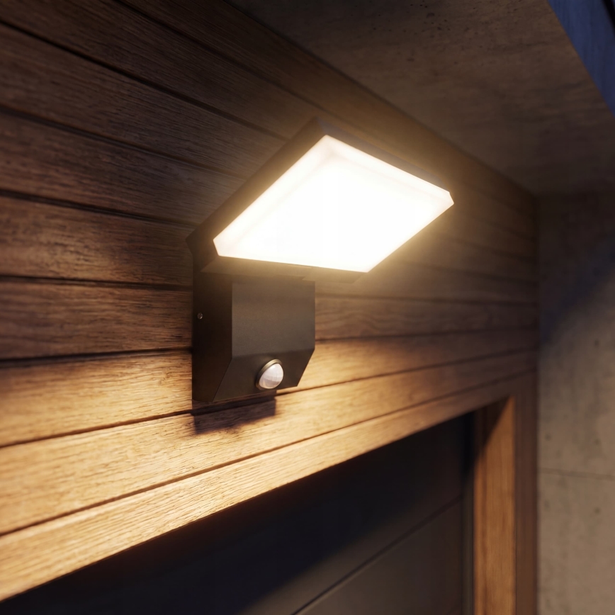 LED udendørs væglampe med bevægelsessensor LED/18W/230V IP44 sort