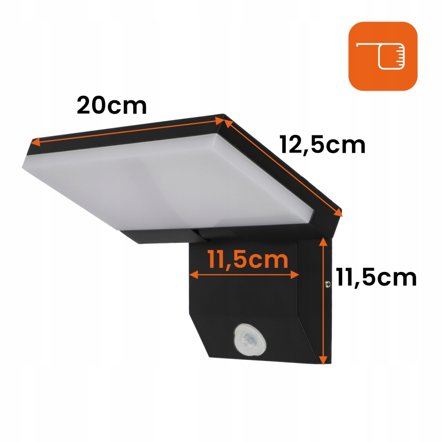 LED udendørs væglampe med bevægelsessensor LED/18W/230V IP44 sort
