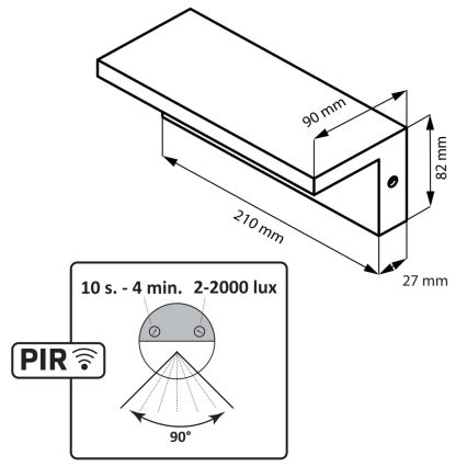 Udendørs LED væglampe med sensor TESA LED/10W/230V IP54 sort