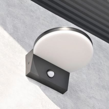 Udendørs LED væglampe med sensor TESA LED/10W/230V IP54 sort