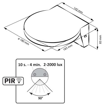 Udendørs LED væglampe med sensor TESA LED/10W/230V IP54 sort