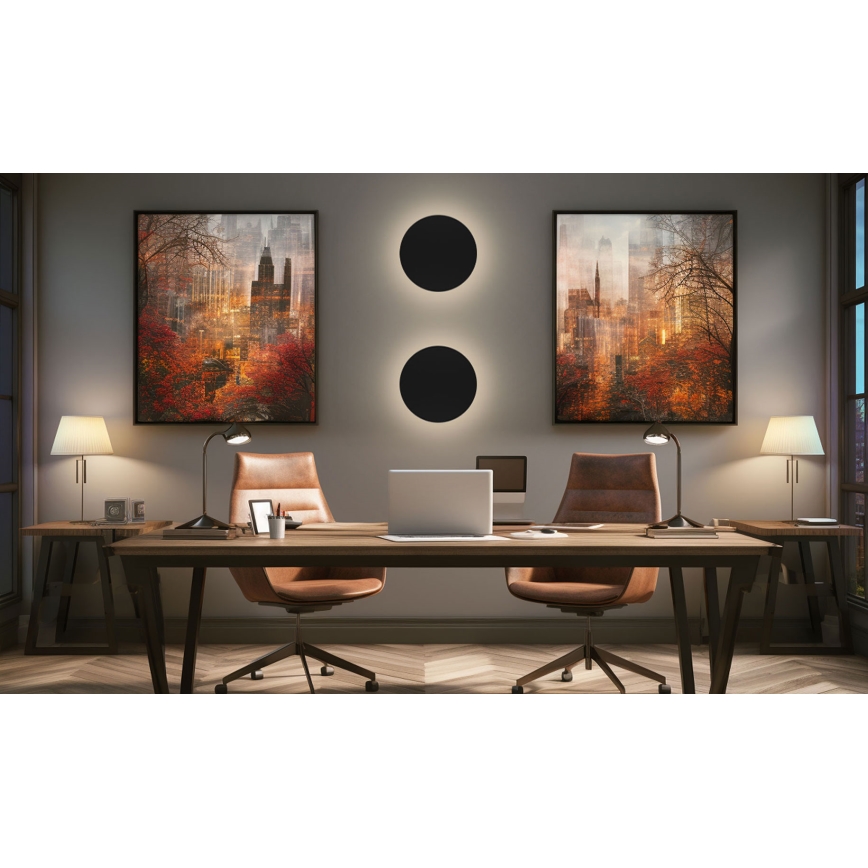 Udendørs LED væglampe PIATTA LED/18W/230V 3000/4000/6000K diameter 25 cm IP44 sort