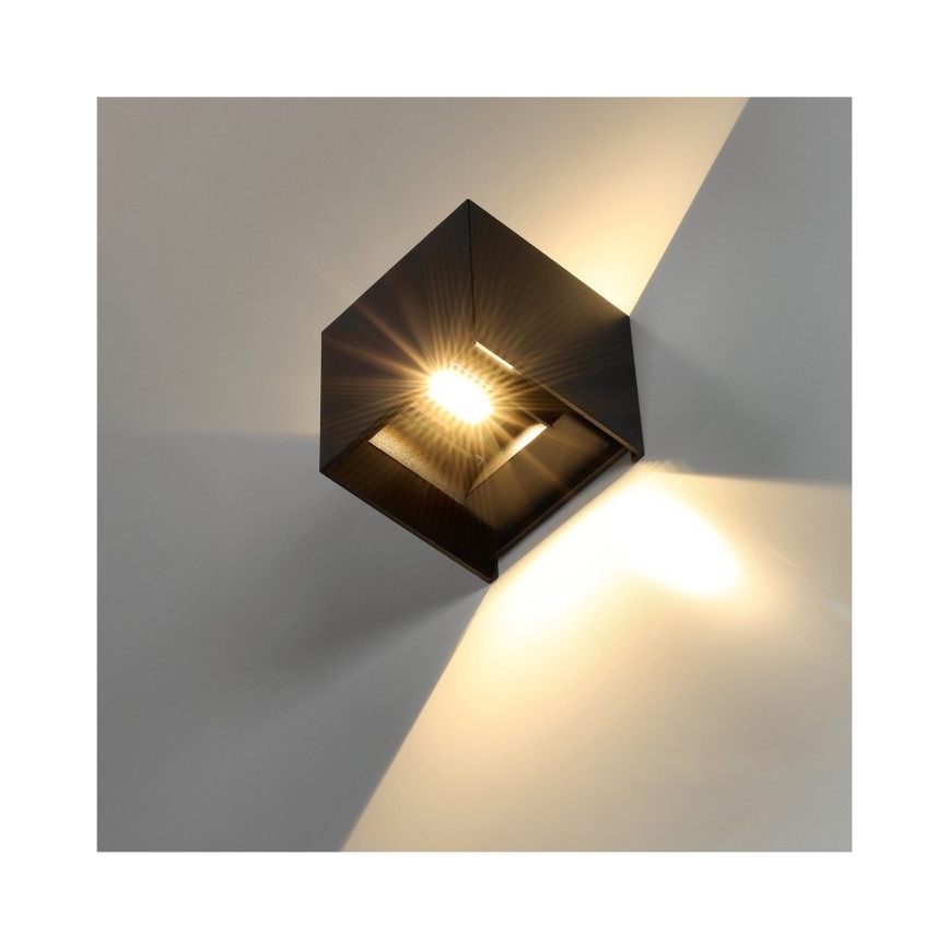 Udendørs LED væglampe QUERK 2xLED/3W/230V 3000K IP54 sort