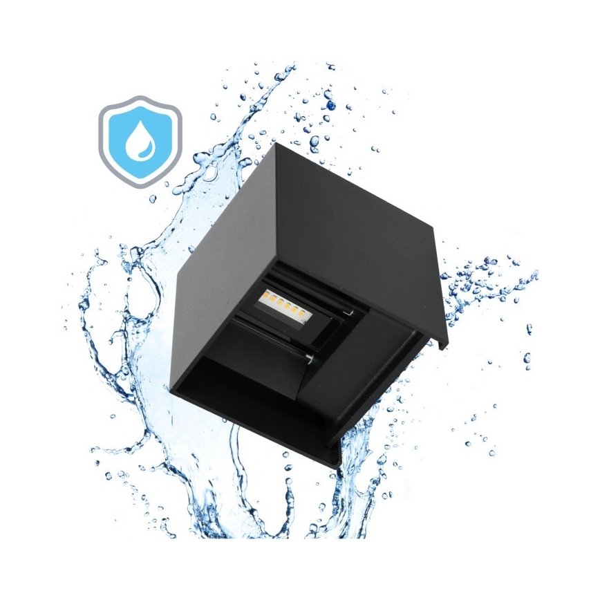 Udendørs LED væglampe QUERK 2xLED/3W/230V 3000K IP54 sort