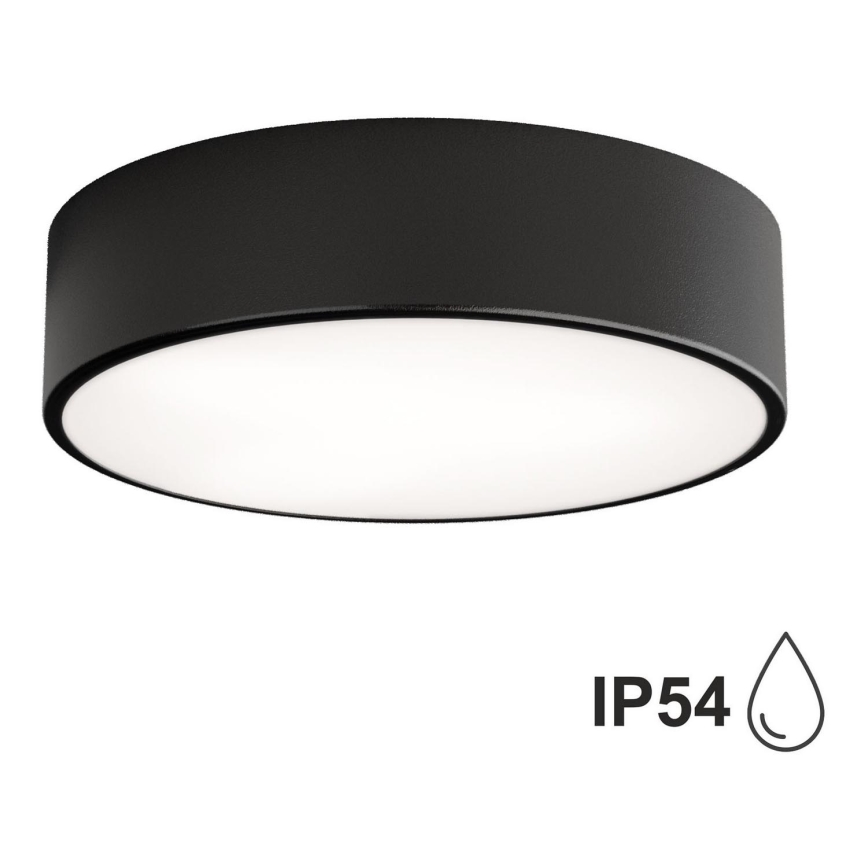 Udendørs loftlampe med sensor CLEO 2xE27/24W/230V diam. 30 cm IP54 sort